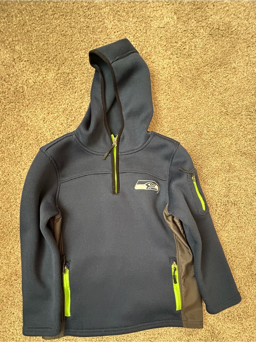 NFL Seahawks Navy Pullover with Bright Green Trim